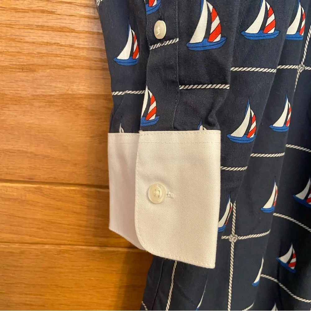 Brooks Brothers nautical sailboat button front shirtdress - Picture 4 of 7